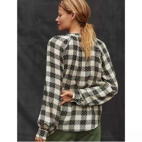 NWT Anthropologie Pilcro Wool Blend Breezy Plaid Button Up Shirt Yellow Black - Picture 13 of 16